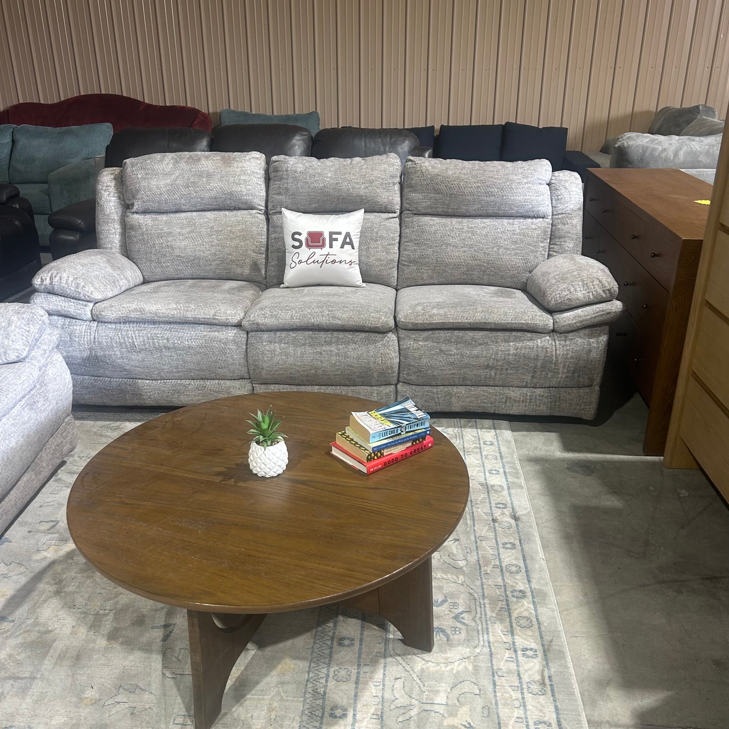 Light Gray Electric Reclining Sofa Set