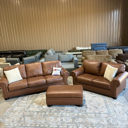 Leather Couch Set & Ottoman