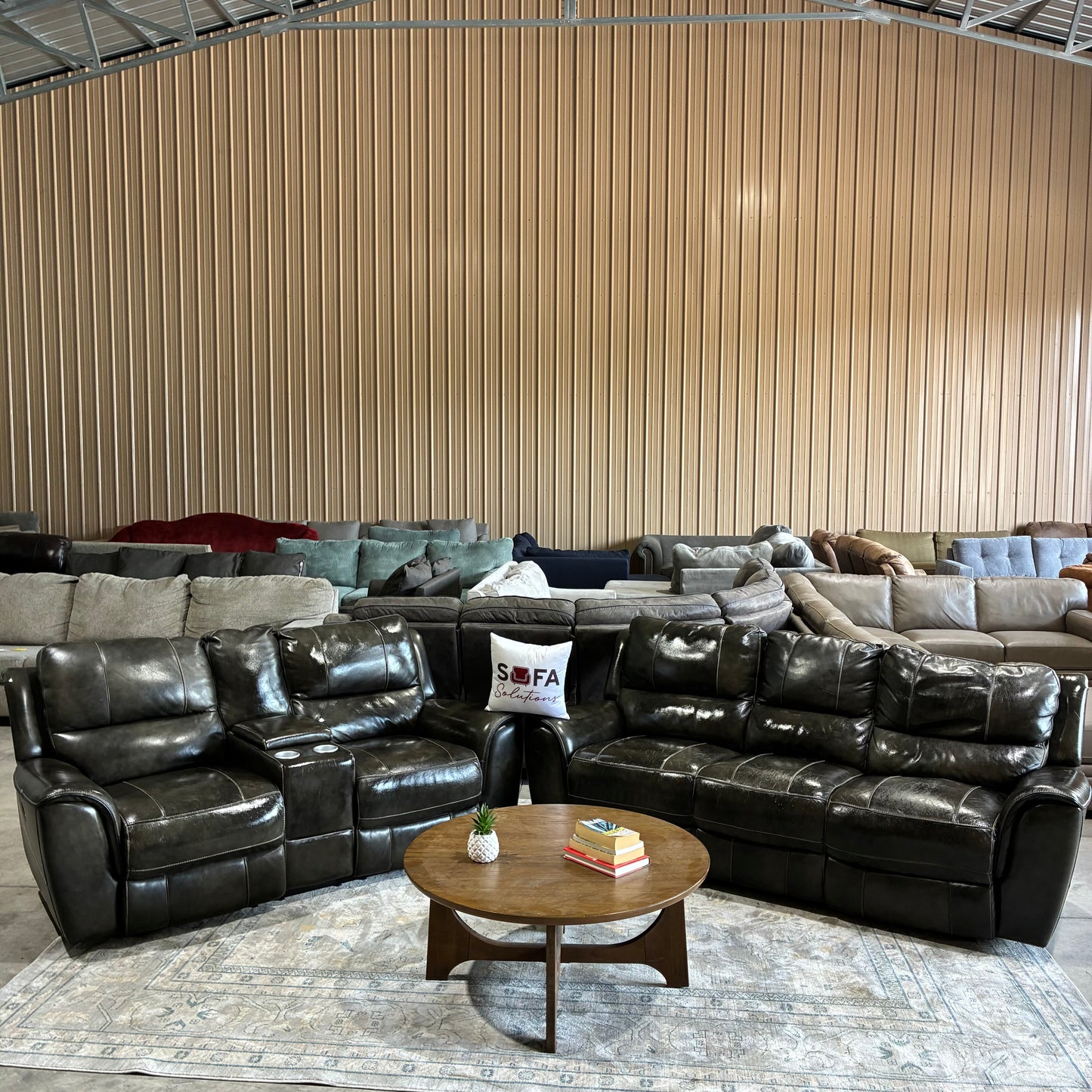 Leather Electric Reclining Sofa Set