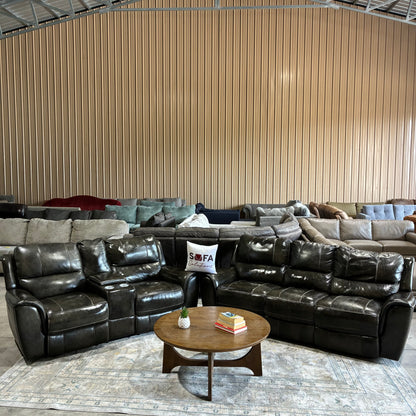 Leather Electric Reclining Sofa Set