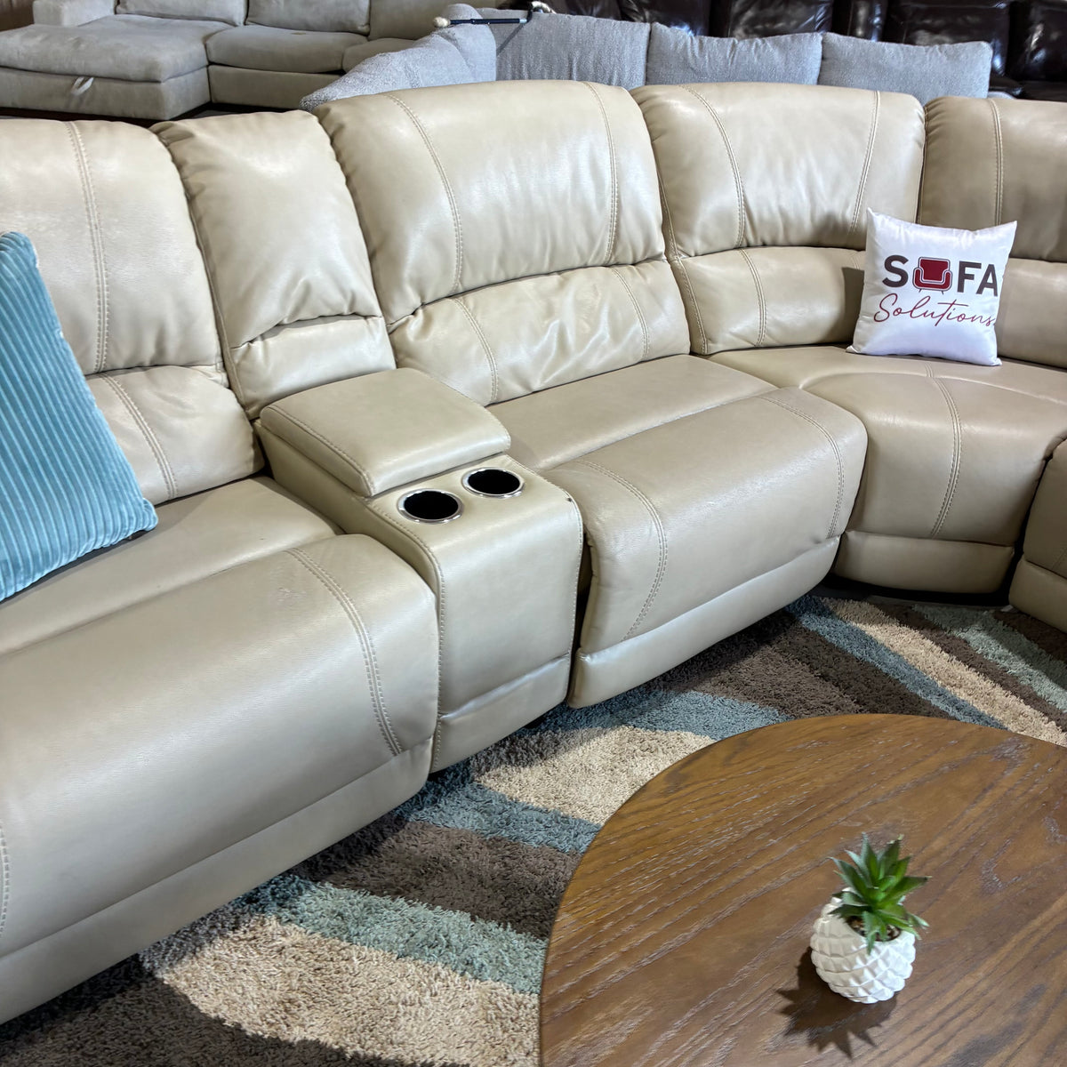 Cream Reclining Chaise Sectional