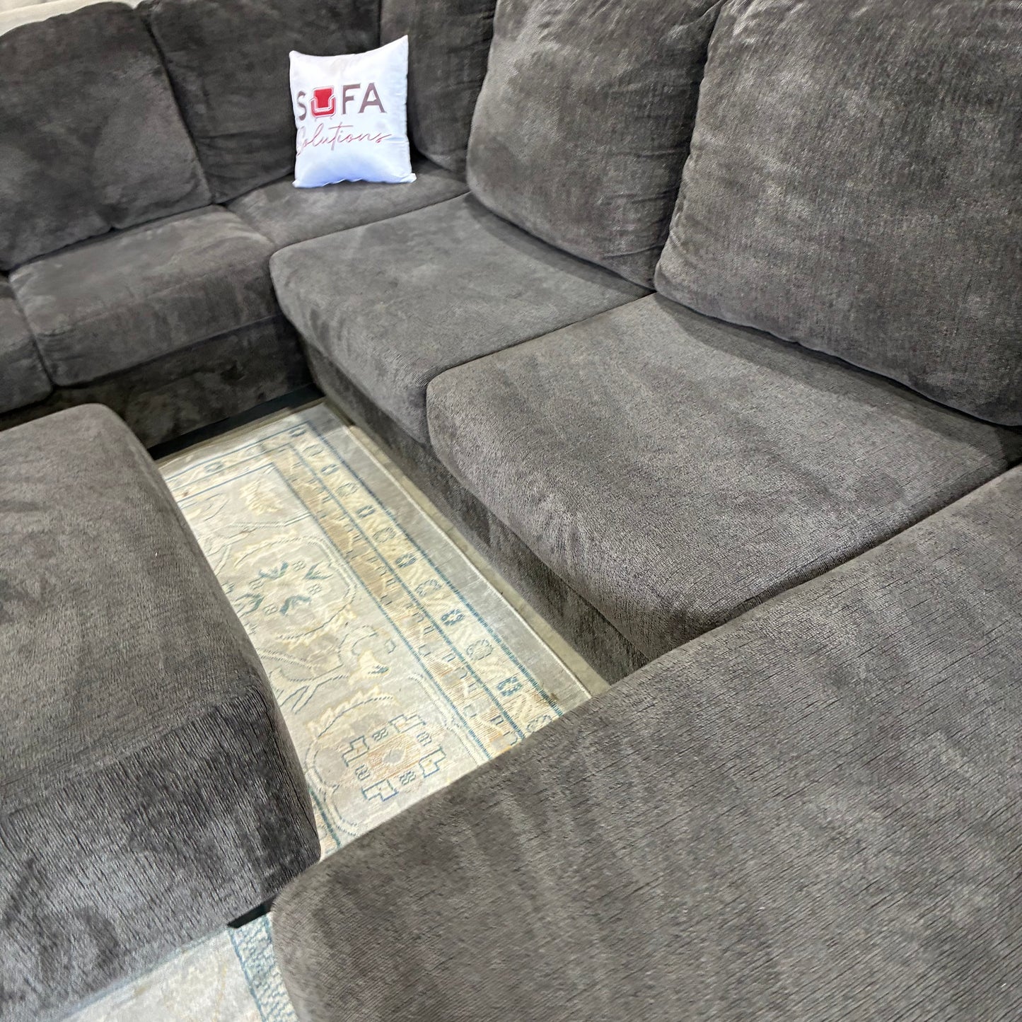 Charcoal Gray Chaise Sectional & Ottoman