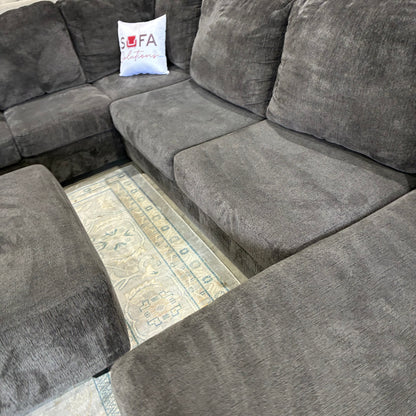 Charcoal Gray Chaise Sectional & Ottoman