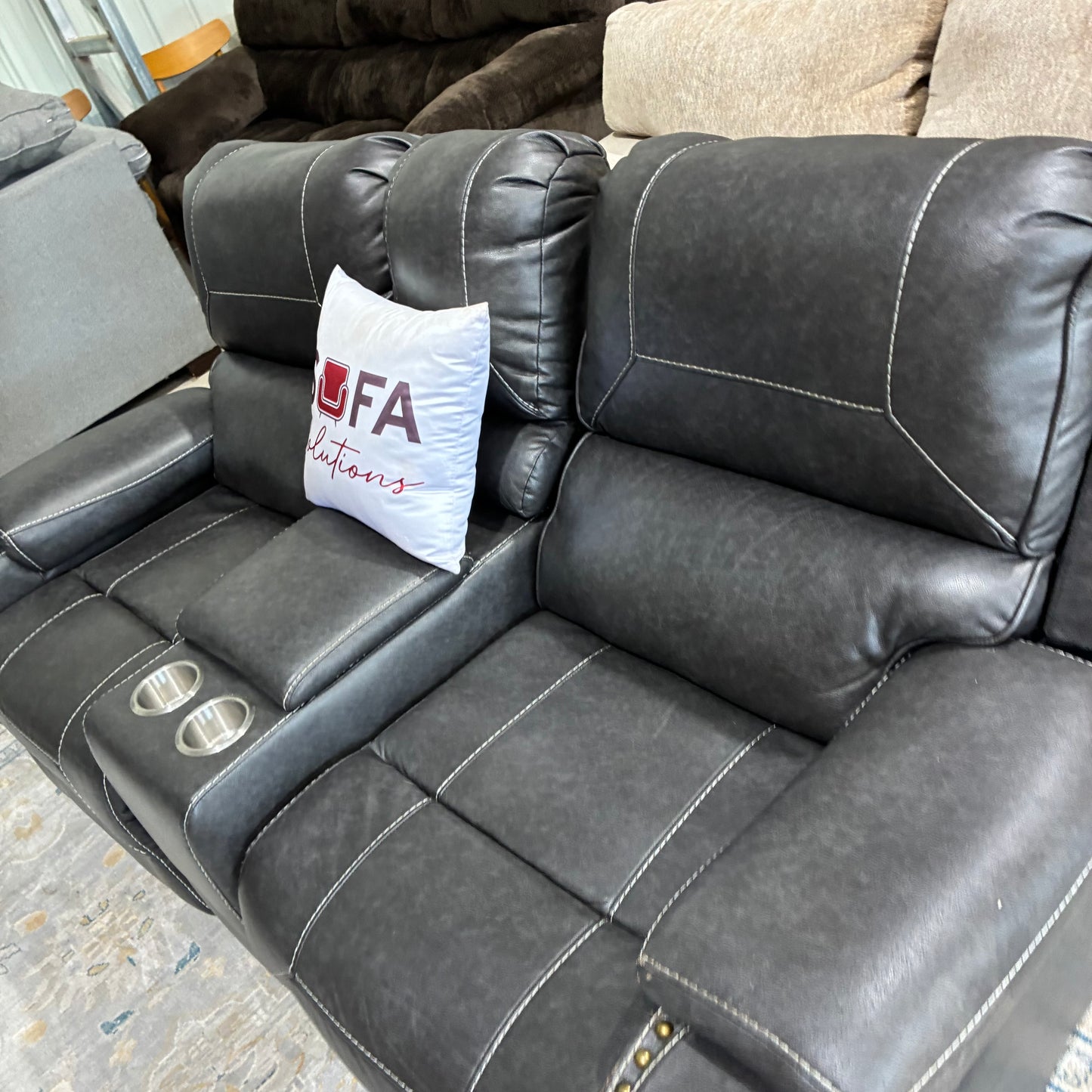 Charcoal Gray Rocker Reclining Sofa