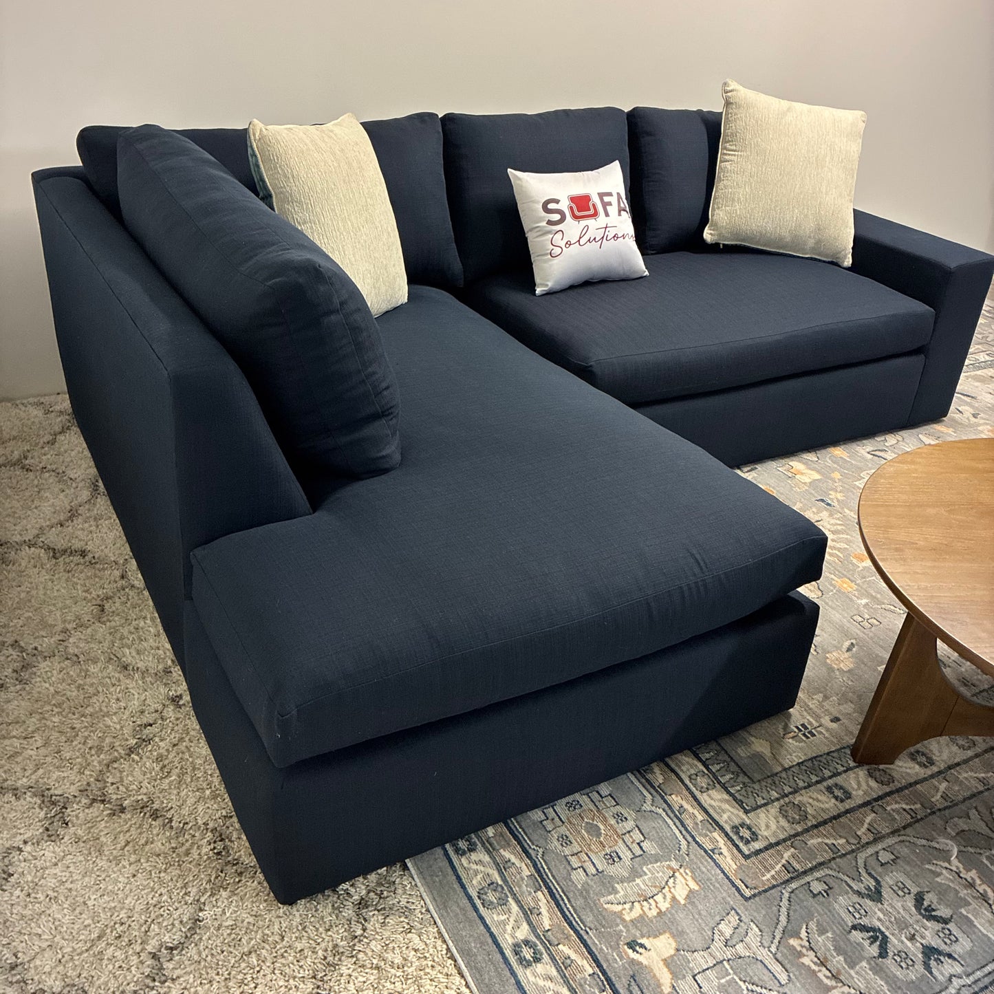 Performance Fabric Navy Chaise Sectional by Clad Home