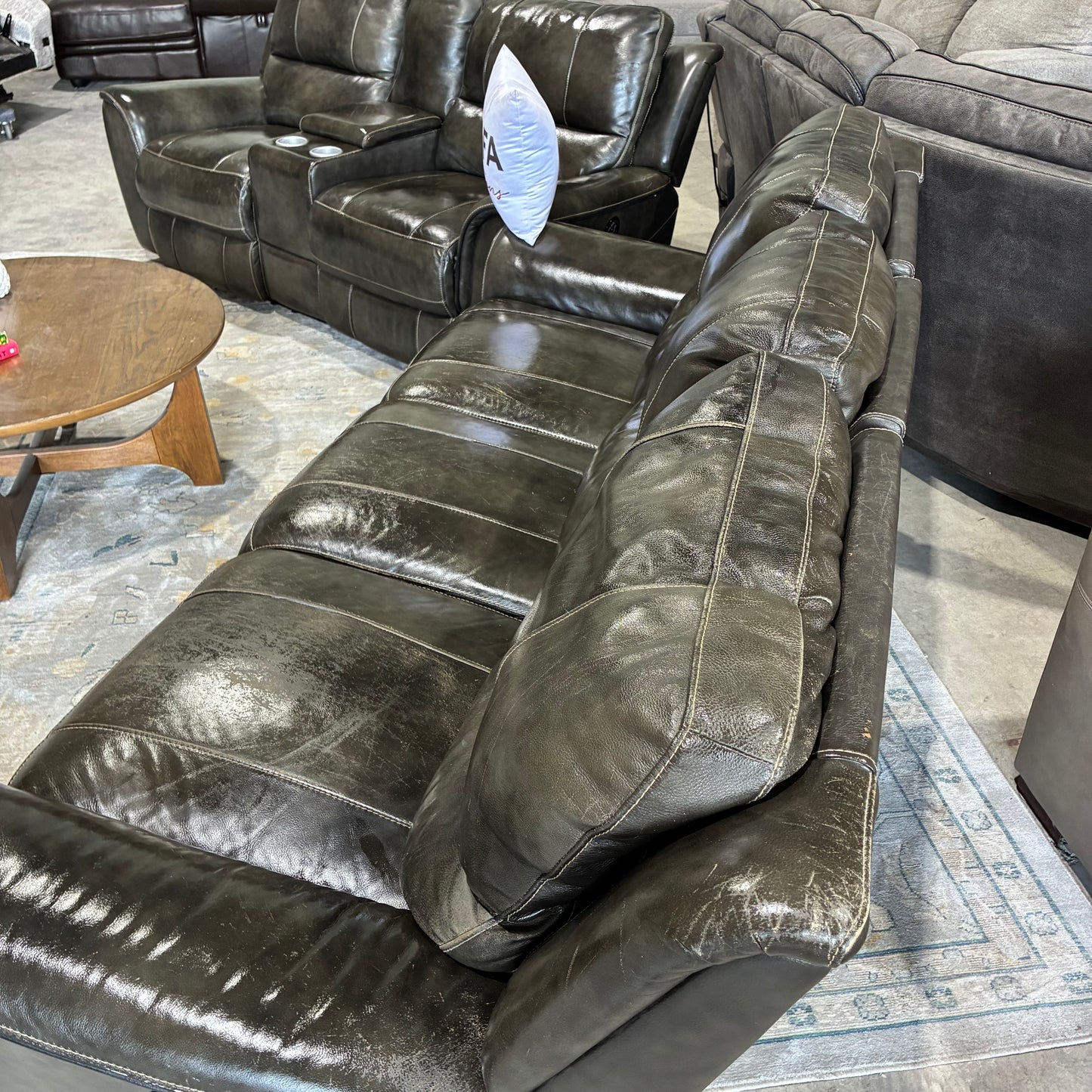 Leather Electric Reclining Sofa Set