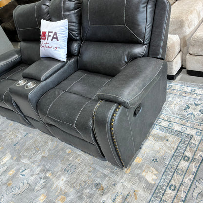 Charcoal Gray Rocker Reclining Sofa