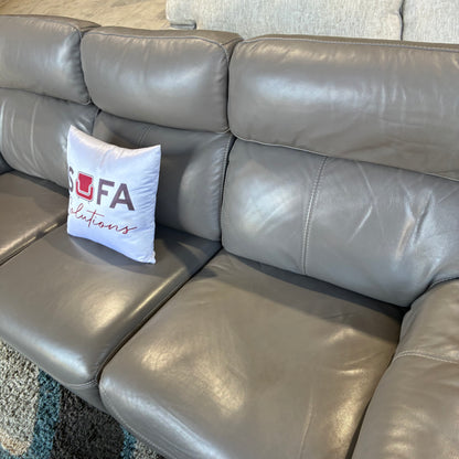 Gray Leather Electric Reclining Sofa