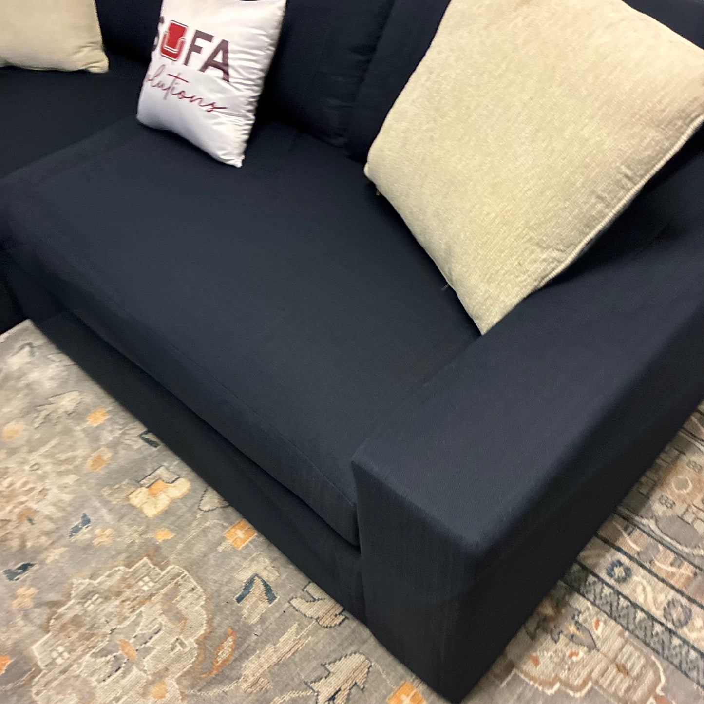 Performance Fabric Navy Chaise Sectional by Clad Home