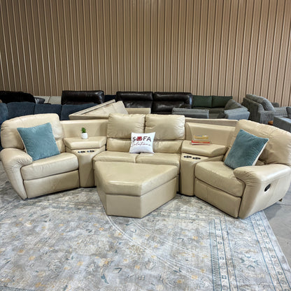Cream reclining sectional