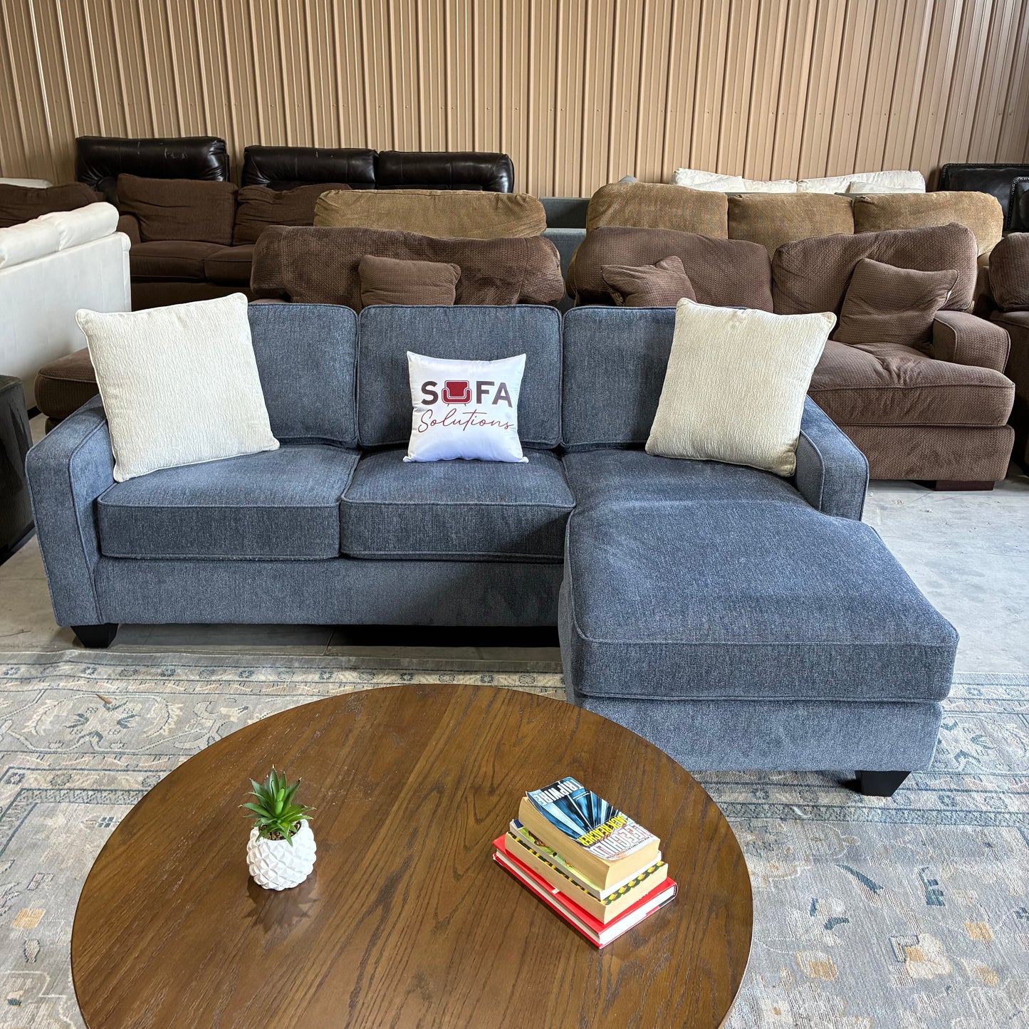 Navy Reversible Chaise Sectional
