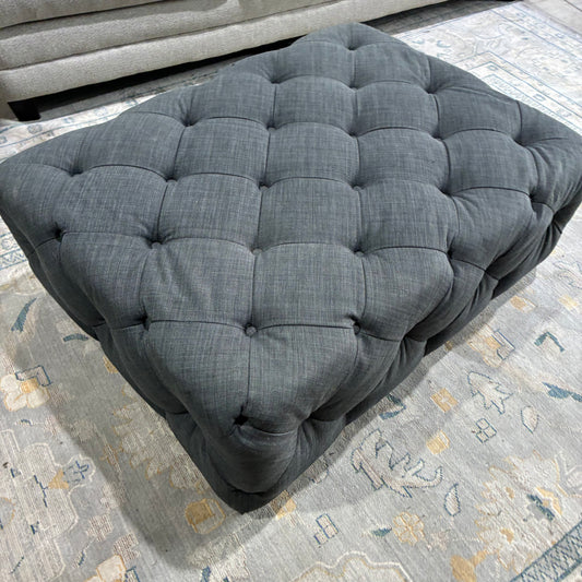Charcoal Gray Tufted Ottoman