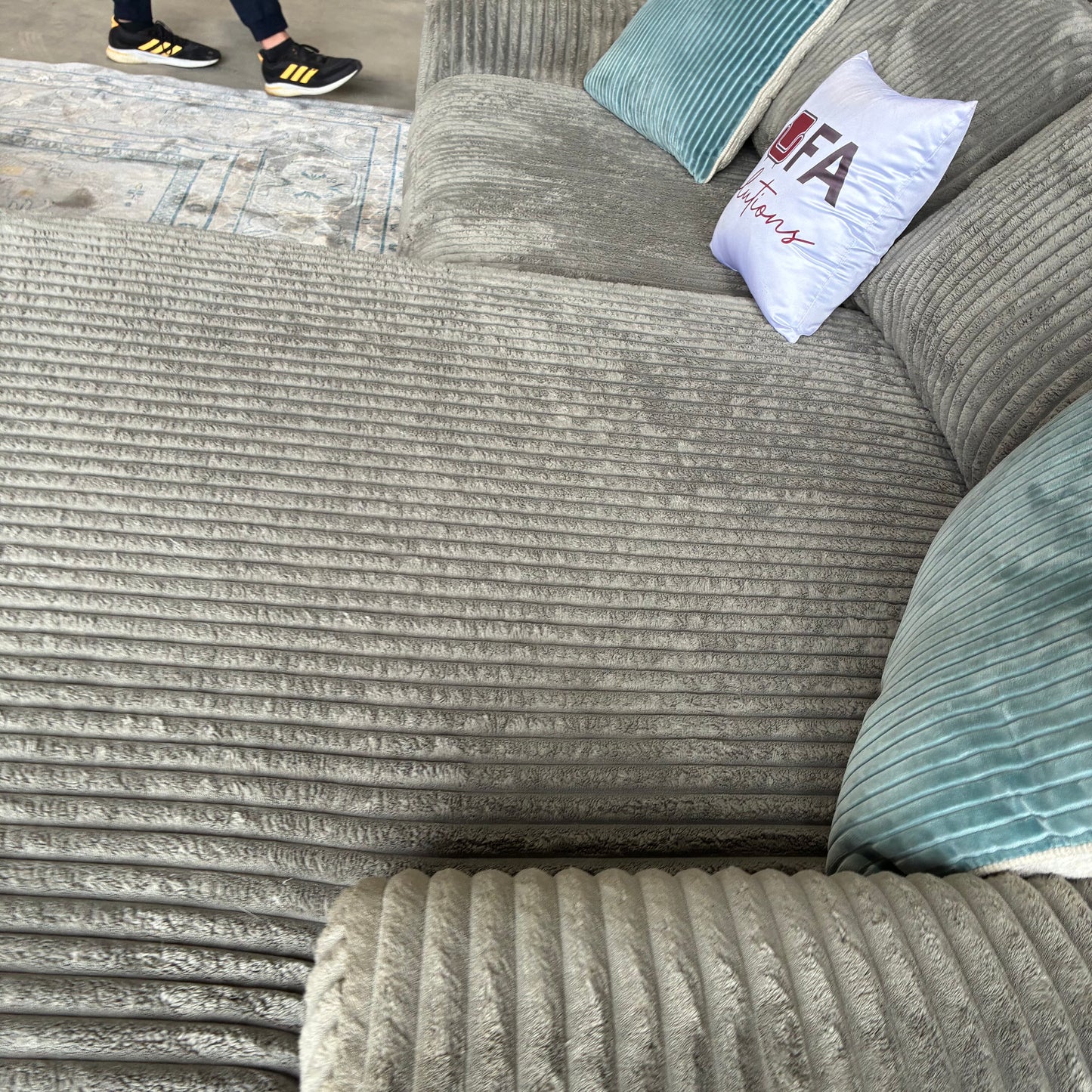 Gray Corduroy Chaise Sectional