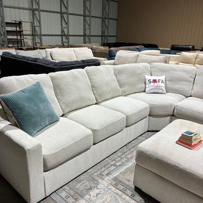 Cream Corner Sectional Sofa & Ottoman