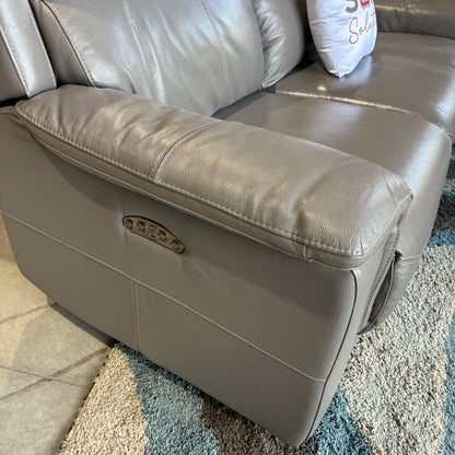 Gray Leather Electric Reclining Sofa