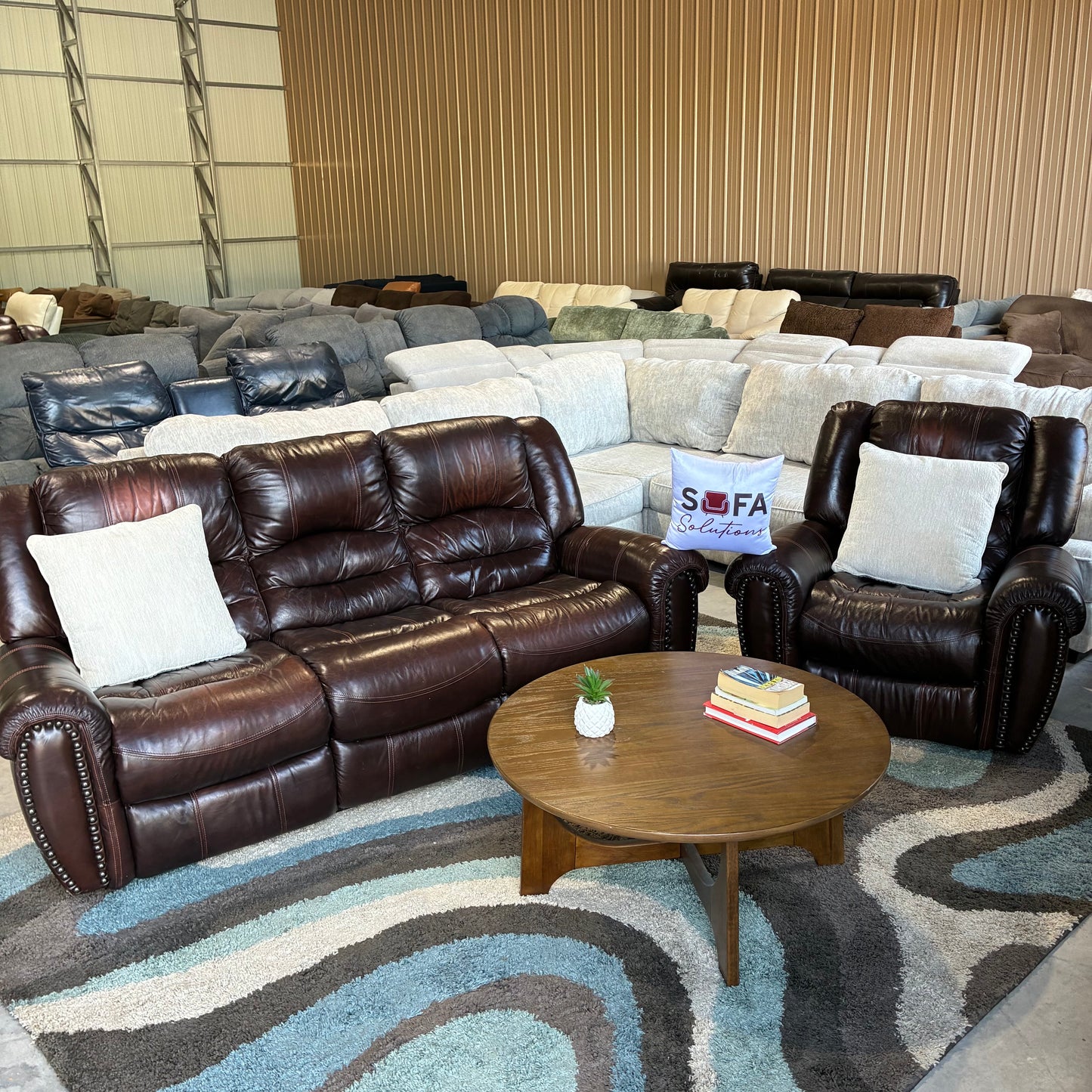 Leather Electric Reclining Sofa Set