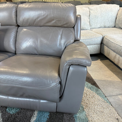 Gray Leather Electric Reclining Sofa