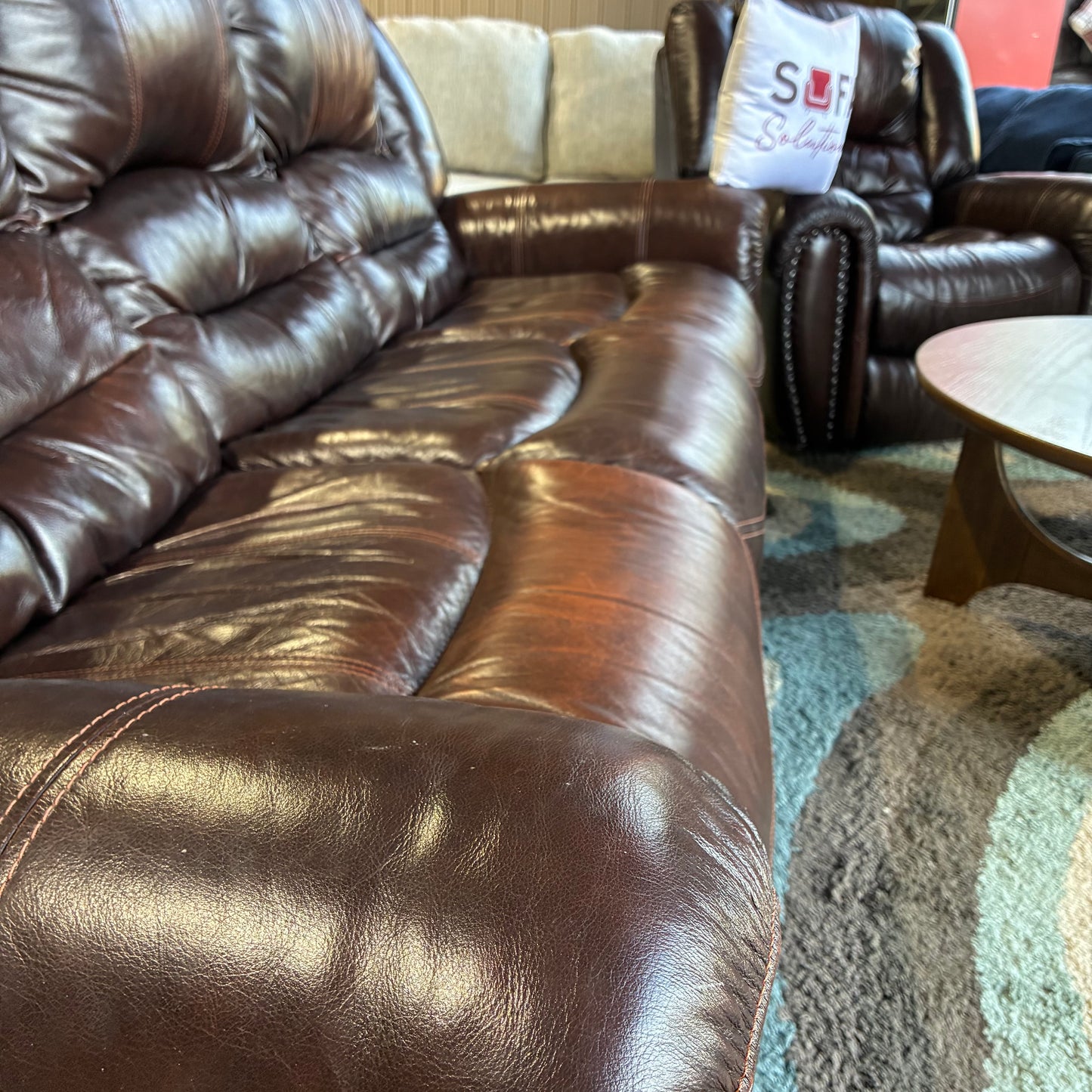 Leather Electric Reclining Sofa Set