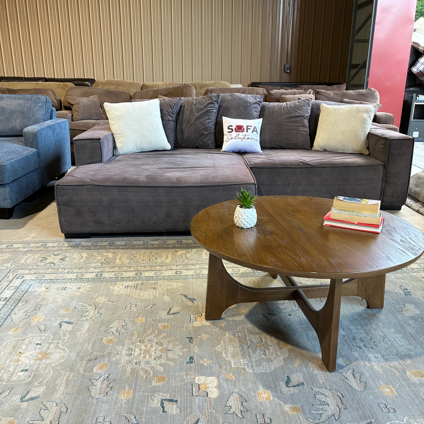 Gray chaise sectional