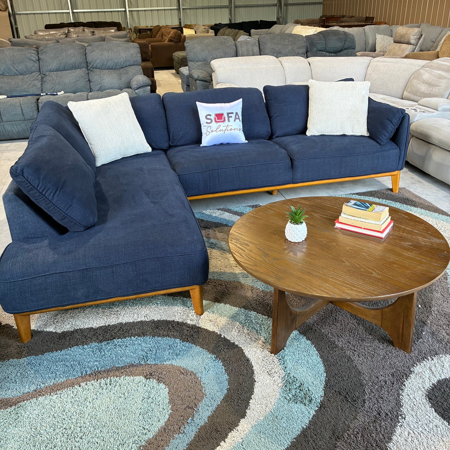 Navy Chaise Sectional Sofa