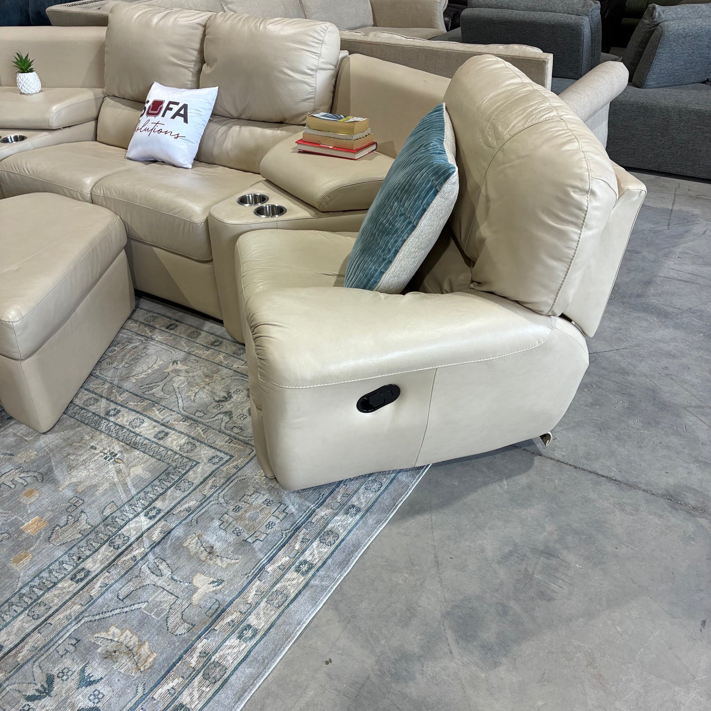 Cream reclining sectional