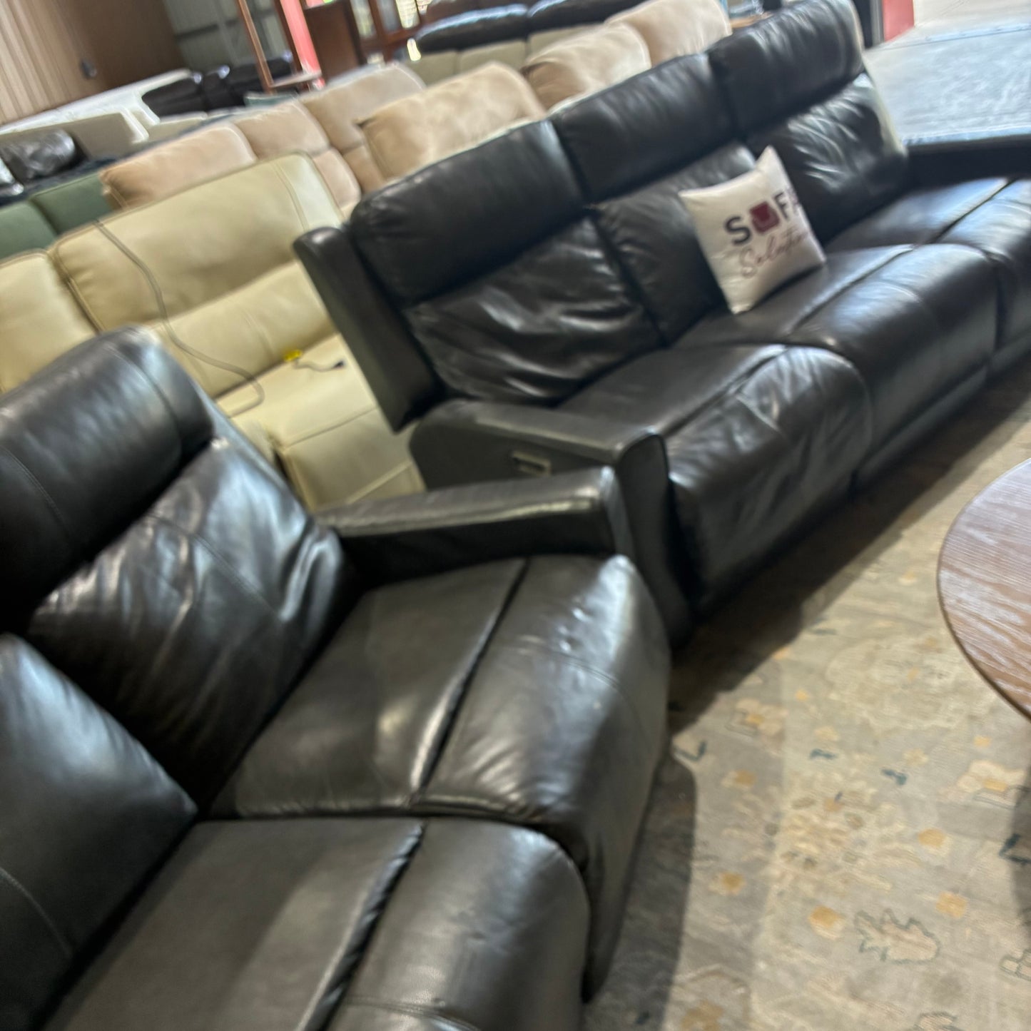 Leather Electric Reclining Sofa Set