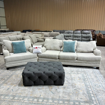 Charcoal Gray Tufted Ottoman