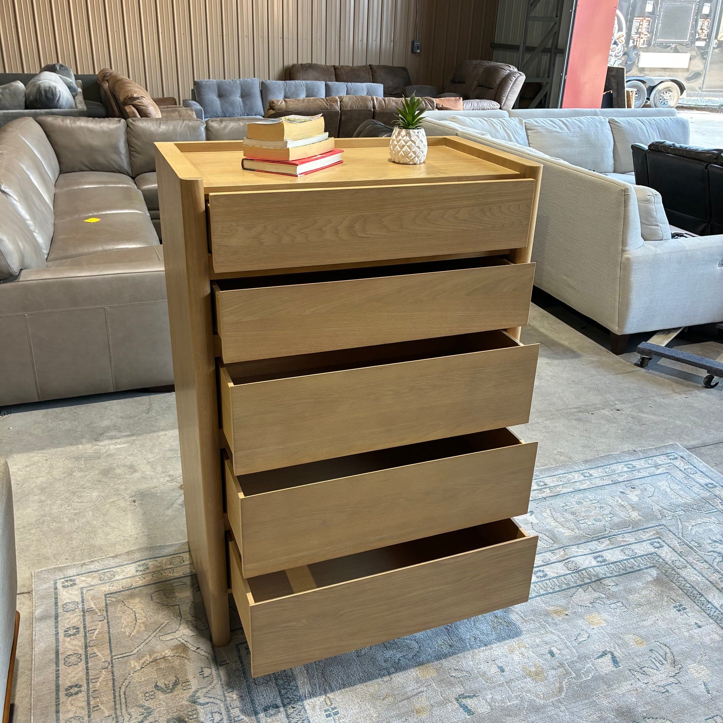 Article Torme 5 Drawer Chest White Oak