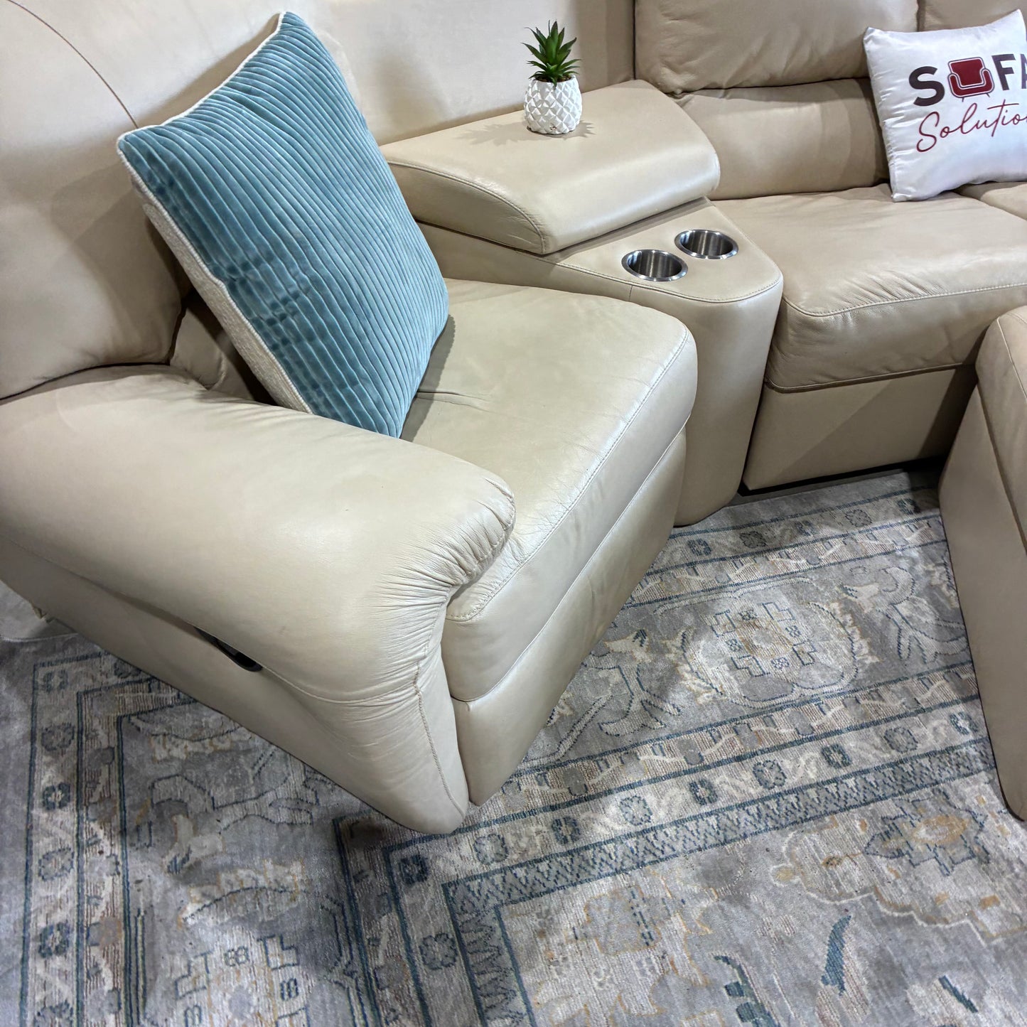 Cream reclining sectional