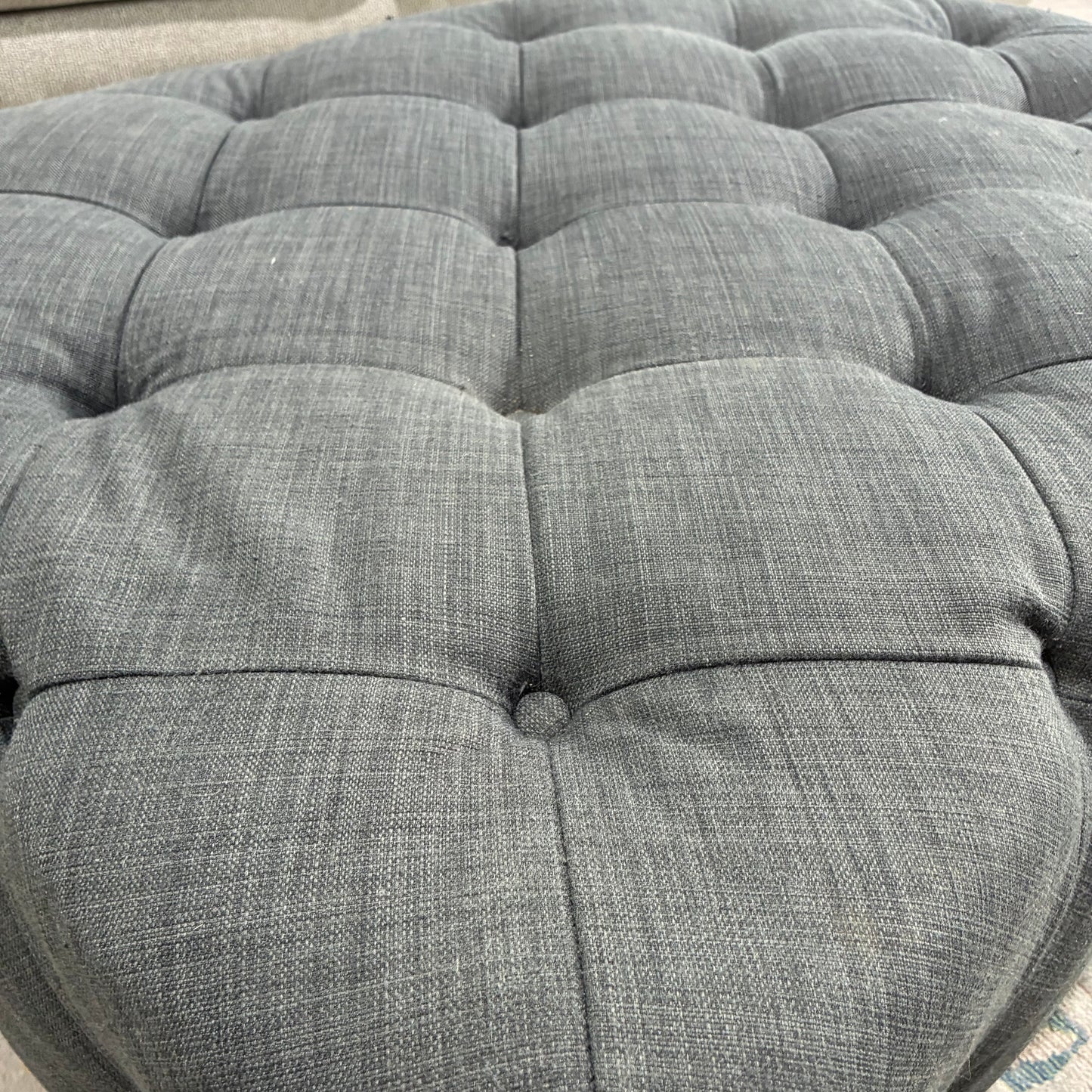 Charcoal Gray Tufted Ottoman