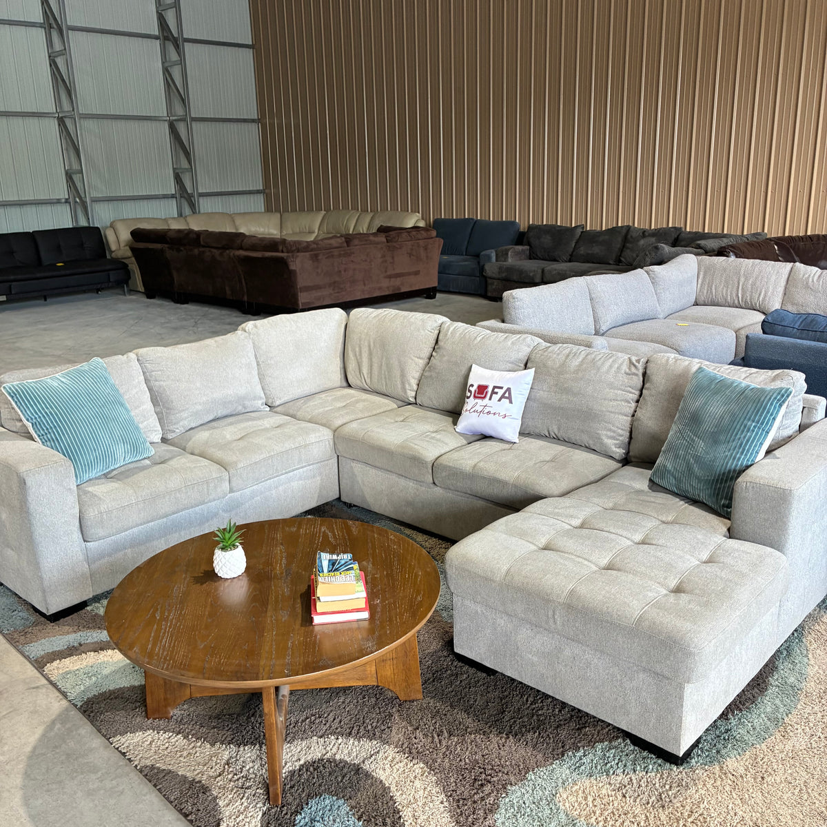 Gray Chaise Sectional with Pullout & Storage