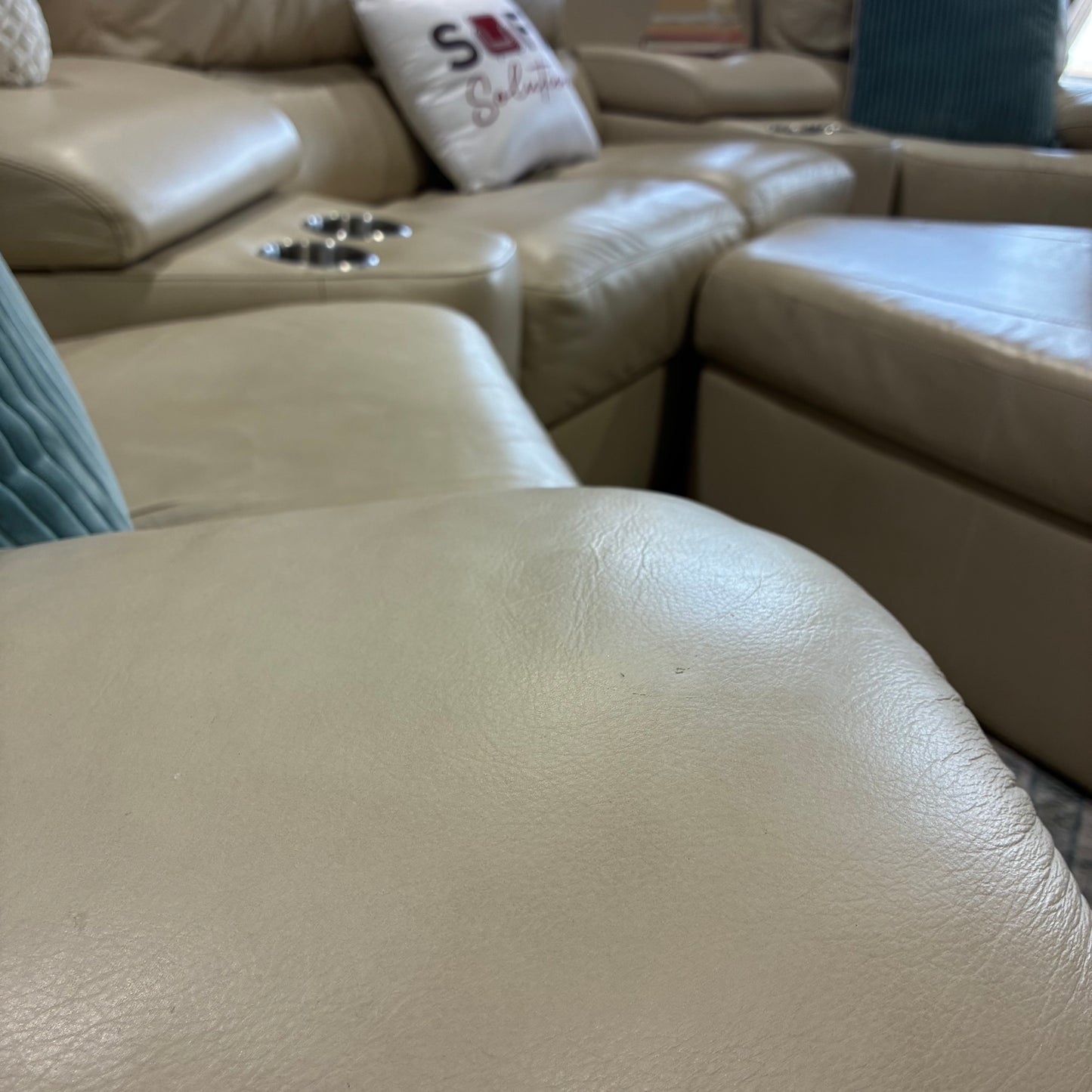 Cream reclining sectional