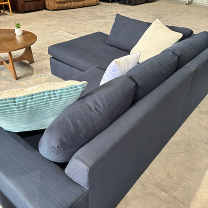 Down Feather Navy Chaise Sectional by Clad Home