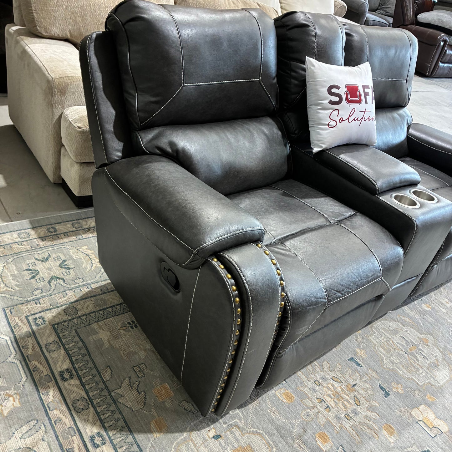 Charcoal Gray Rocker Reclining Sofa