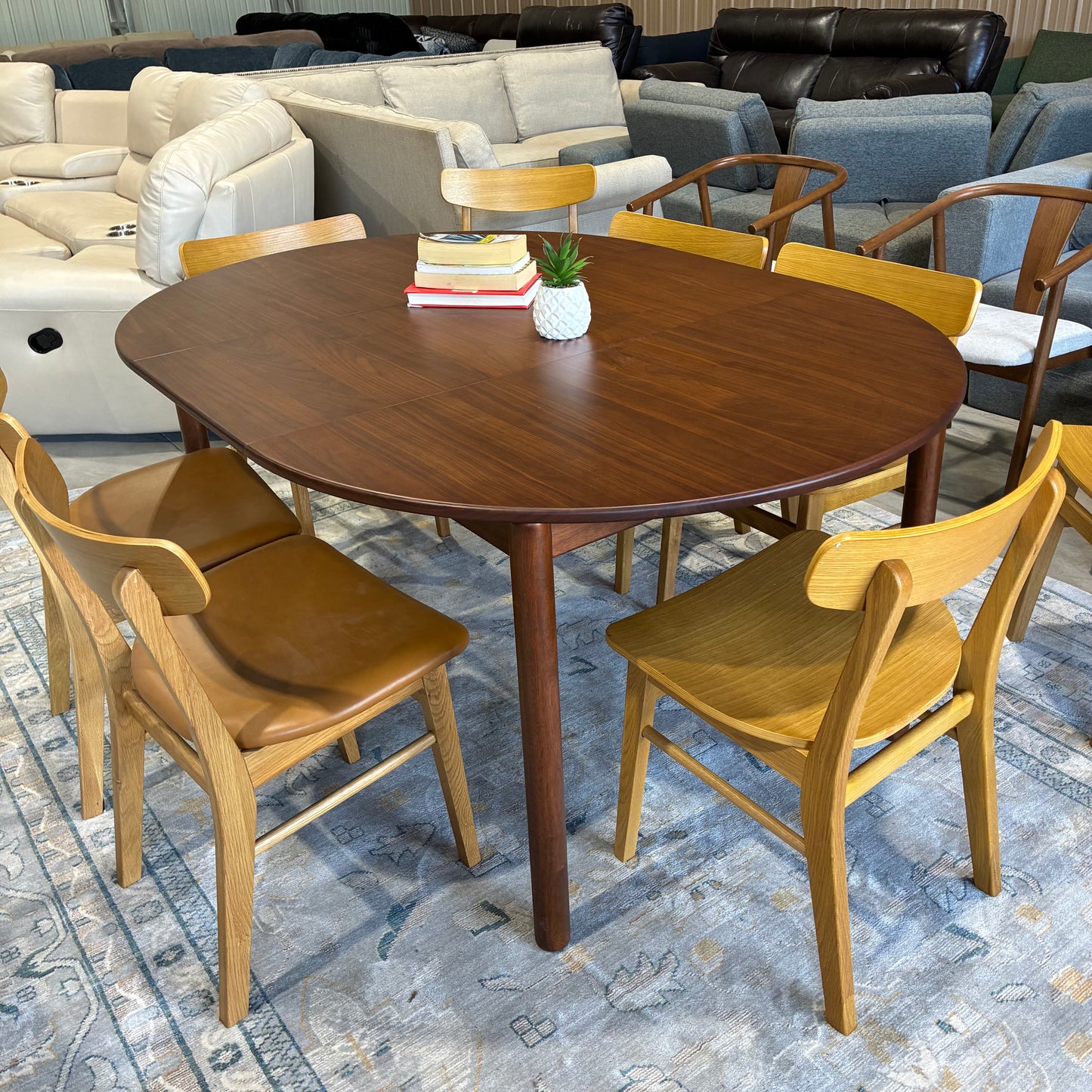 Article Heidi Dining table and 6 Ecole dining Chairs