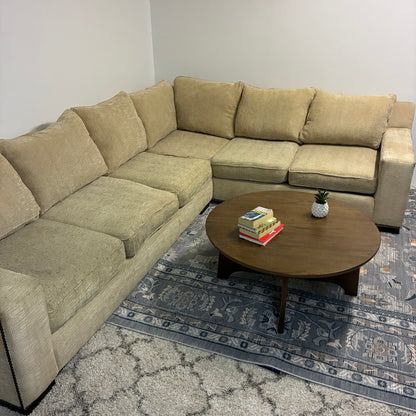 Beige Nailhead Trim Corner Sectional Sofa