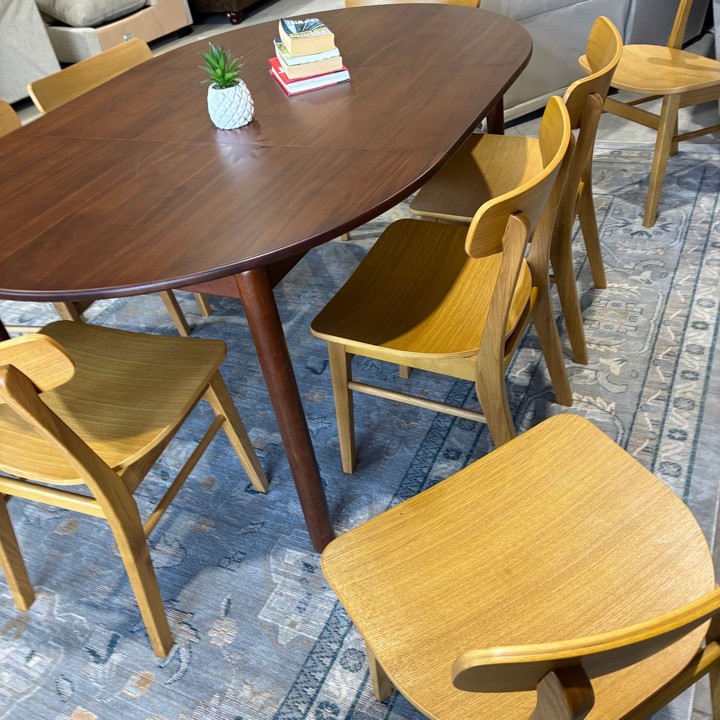 Article Heidi Dining table and 6 Ecole dining Chairs