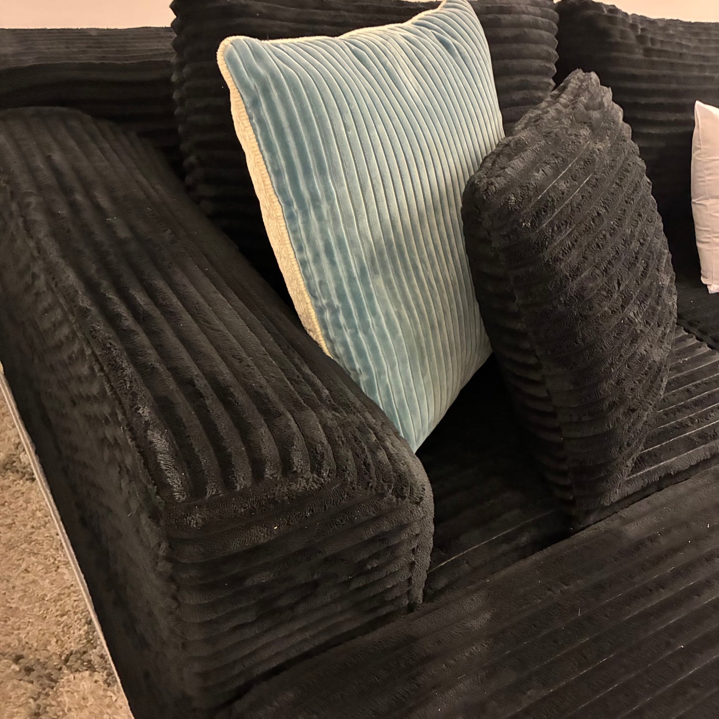 Boneless Ribbed Black Sectional