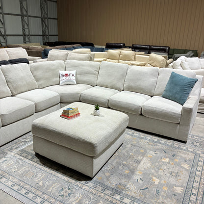 Cream Corner Sectional Sofa & Ottoman