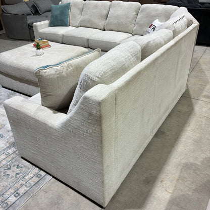 Cream Corner Sectional Sofa & Ottoman