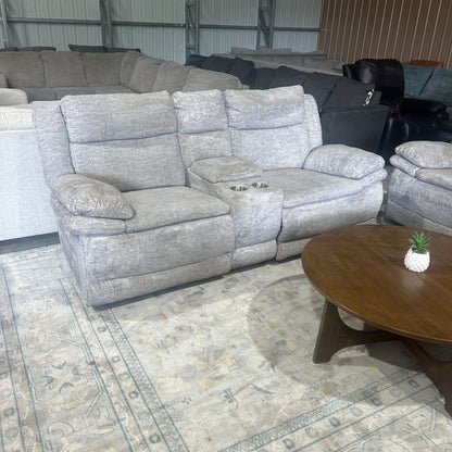 Light Gray Electric Reclining Sofa Set