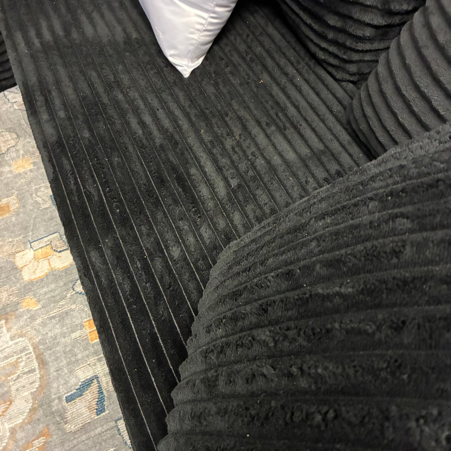 Boneless Ribbed Black Sectional