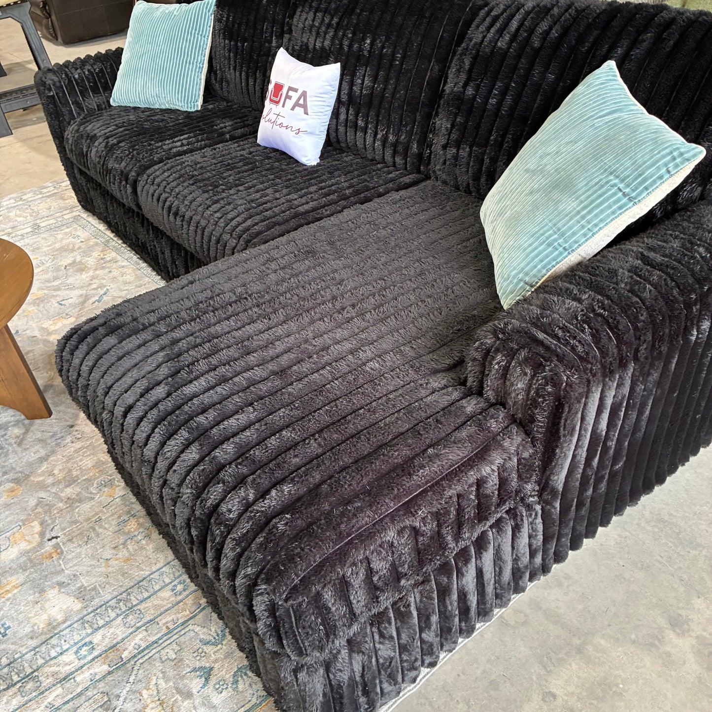 Black Corduroy Chaise Sectional