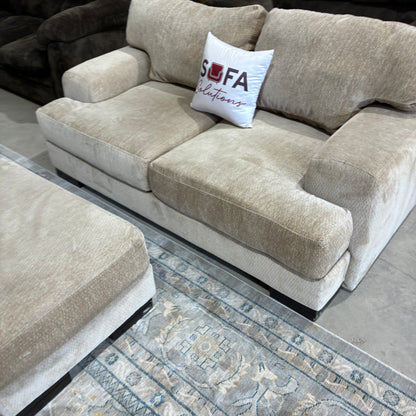 Beige Sofa & Ottoman