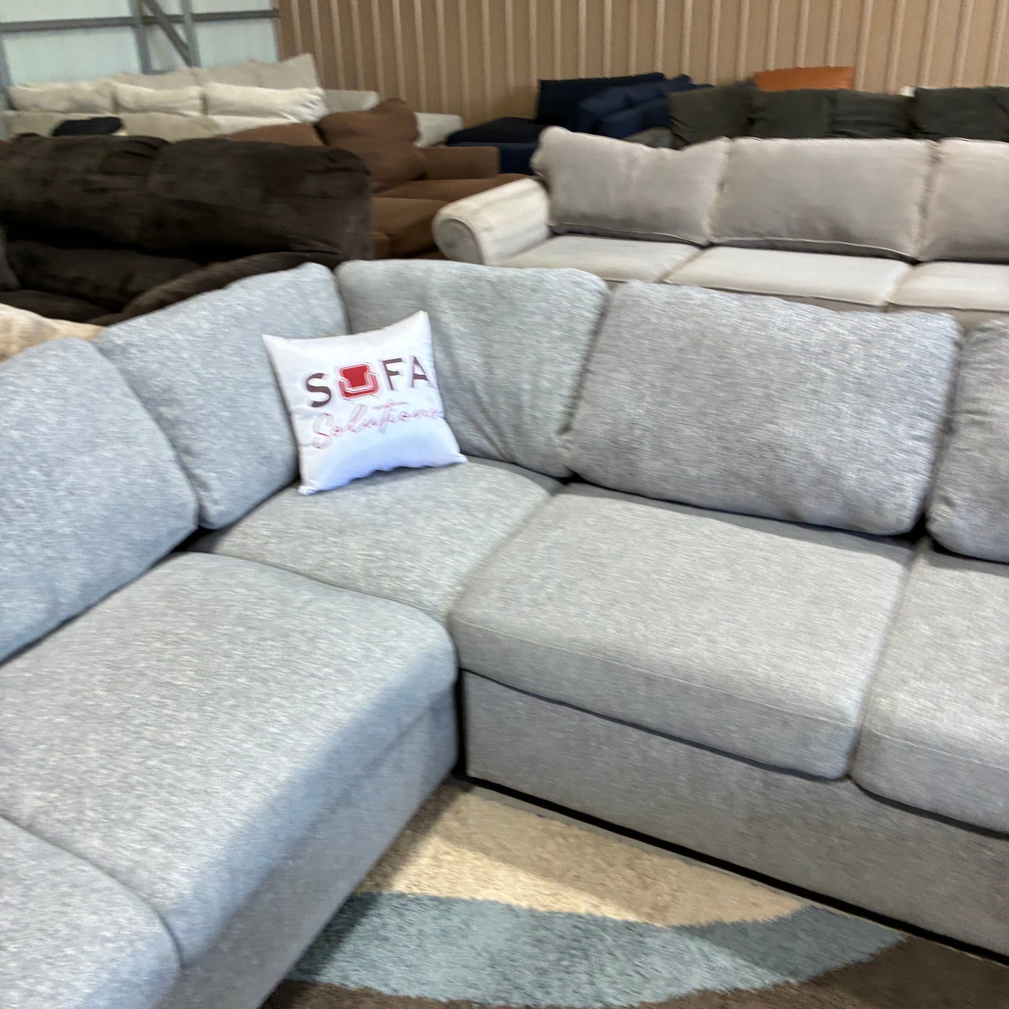 Gray Chaise Sectional with Pullout & Storage
