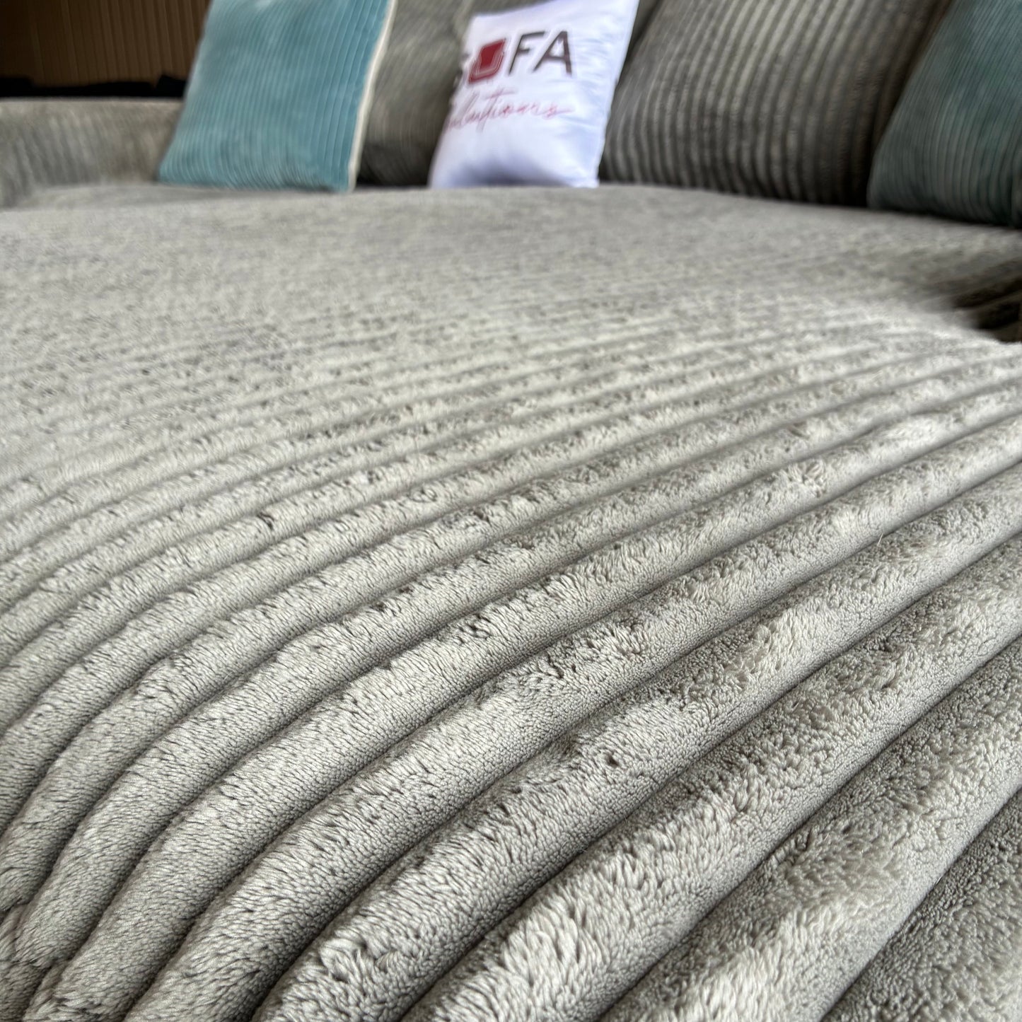 Gray Corduroy Chaise Sectional