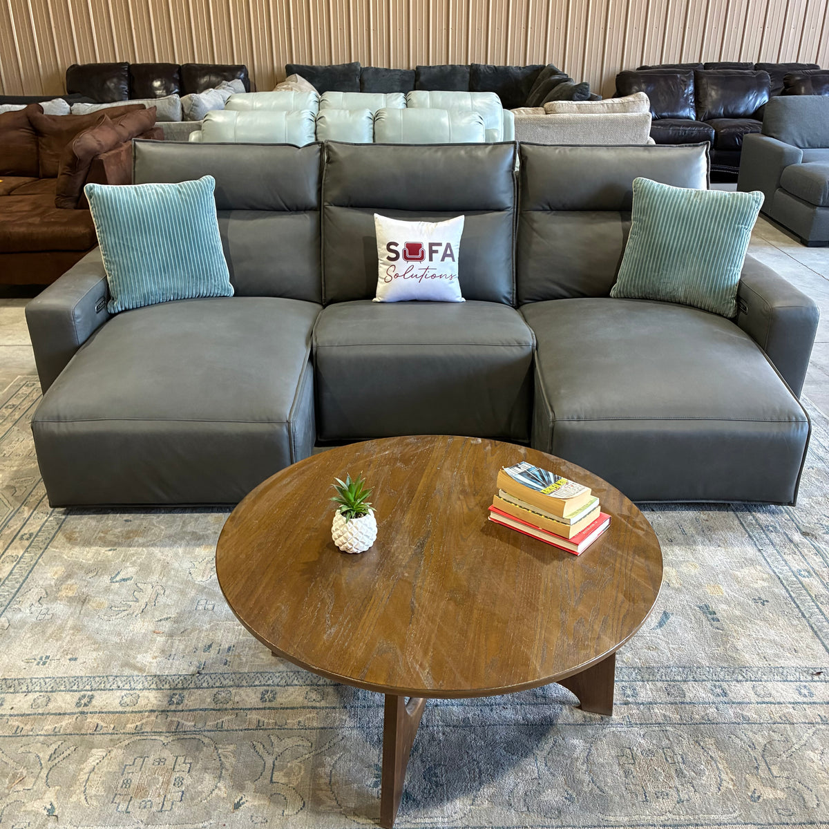 Gray Electric Reclining Double Chaise Sectional