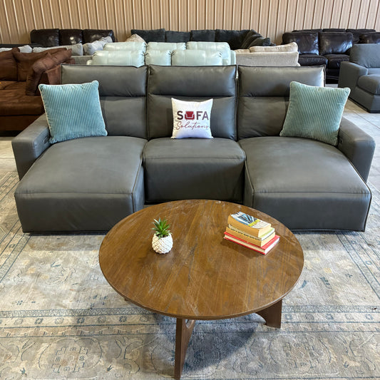 Gray Electric Reclining Double Chaise Sectional