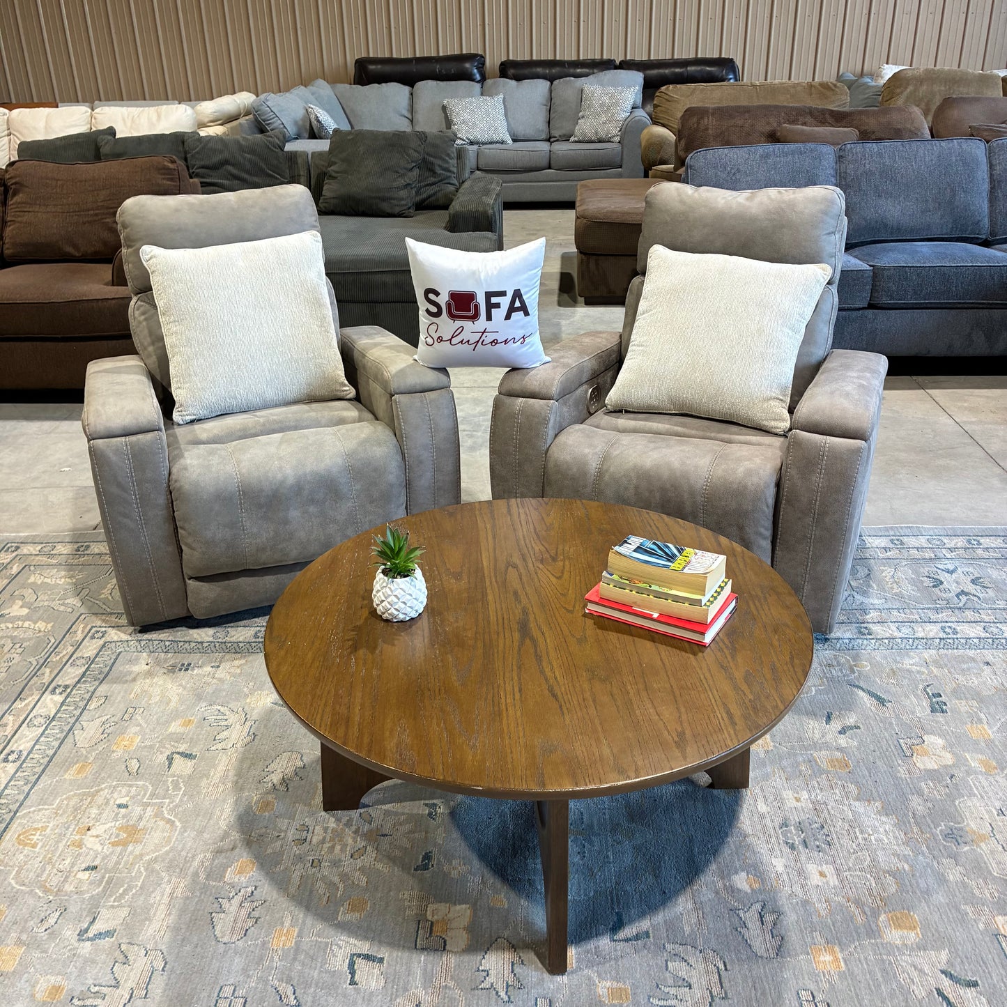 Pair of Gray Electric Recliners