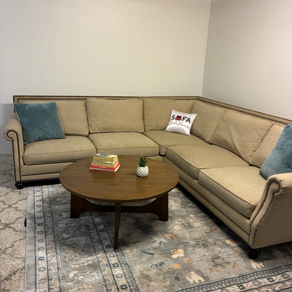 Beige Corner Sectional with Nailhead Trim by Bernhardt